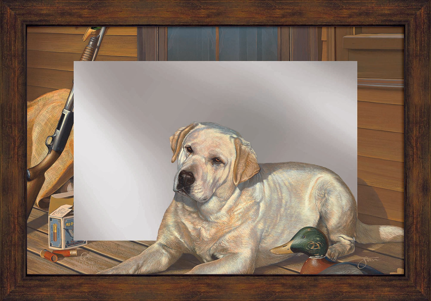 Bountiful Day - Yellow Lab 16" x 24" Mirror Framed Barnwood - Official Ducks Unlimited Art
