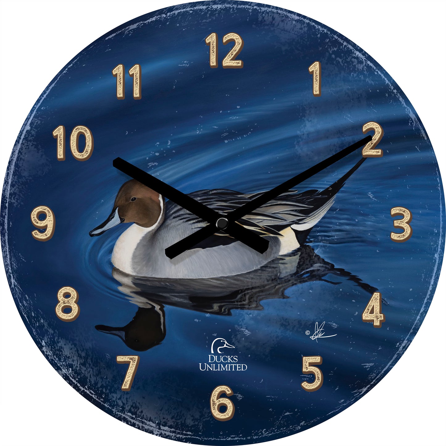 Calm Blue Water 21" Round Clock - Official Ducks Unlimited Art