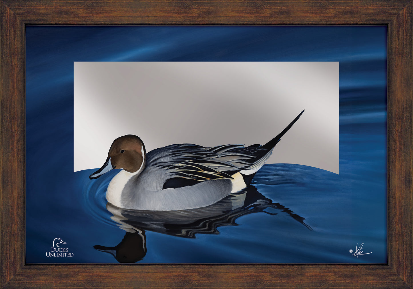 Calm Blue Water 16" x 24" Mirror Framed Barnwood - Official Ducks Unlimited Art