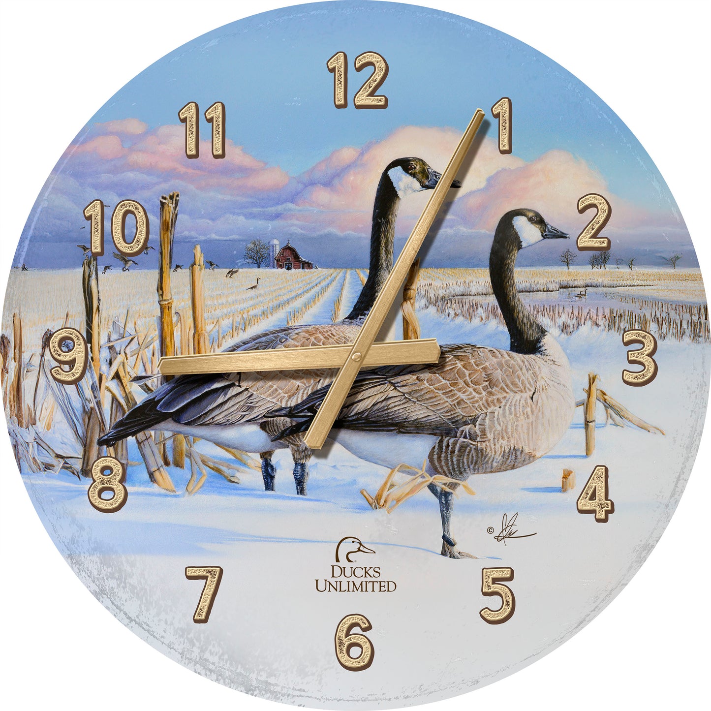 Canada Geese 21" Round Clock - Official Ducks Unlimited Art