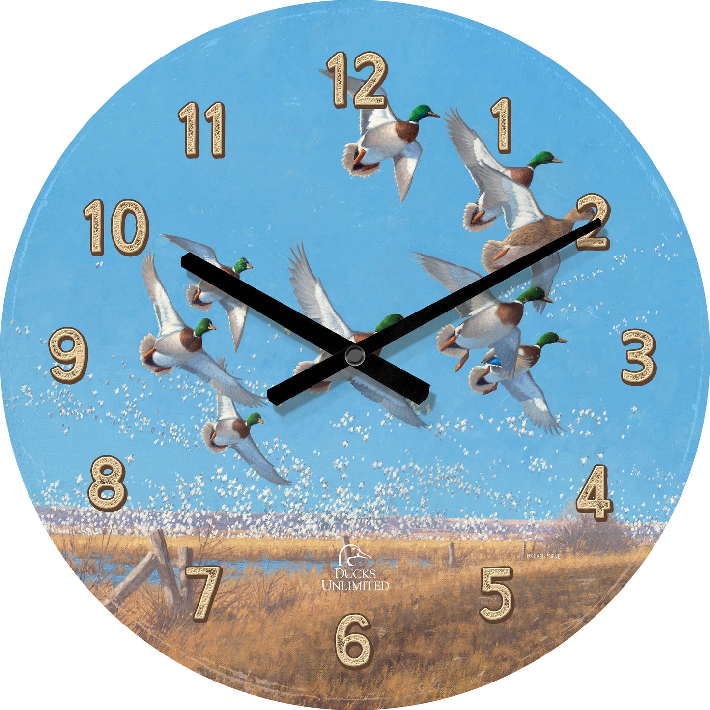 Courtship Flight Mallard 21" Round Clock - Official Ducks Unlimited Art