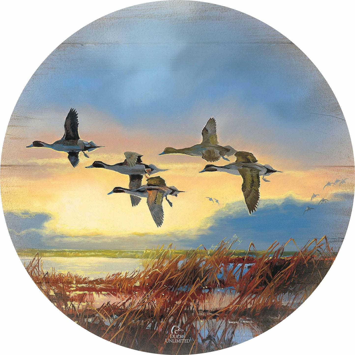 Dawn Patrol 21" Round Wood Sign - Official Ducks Unlimited Art