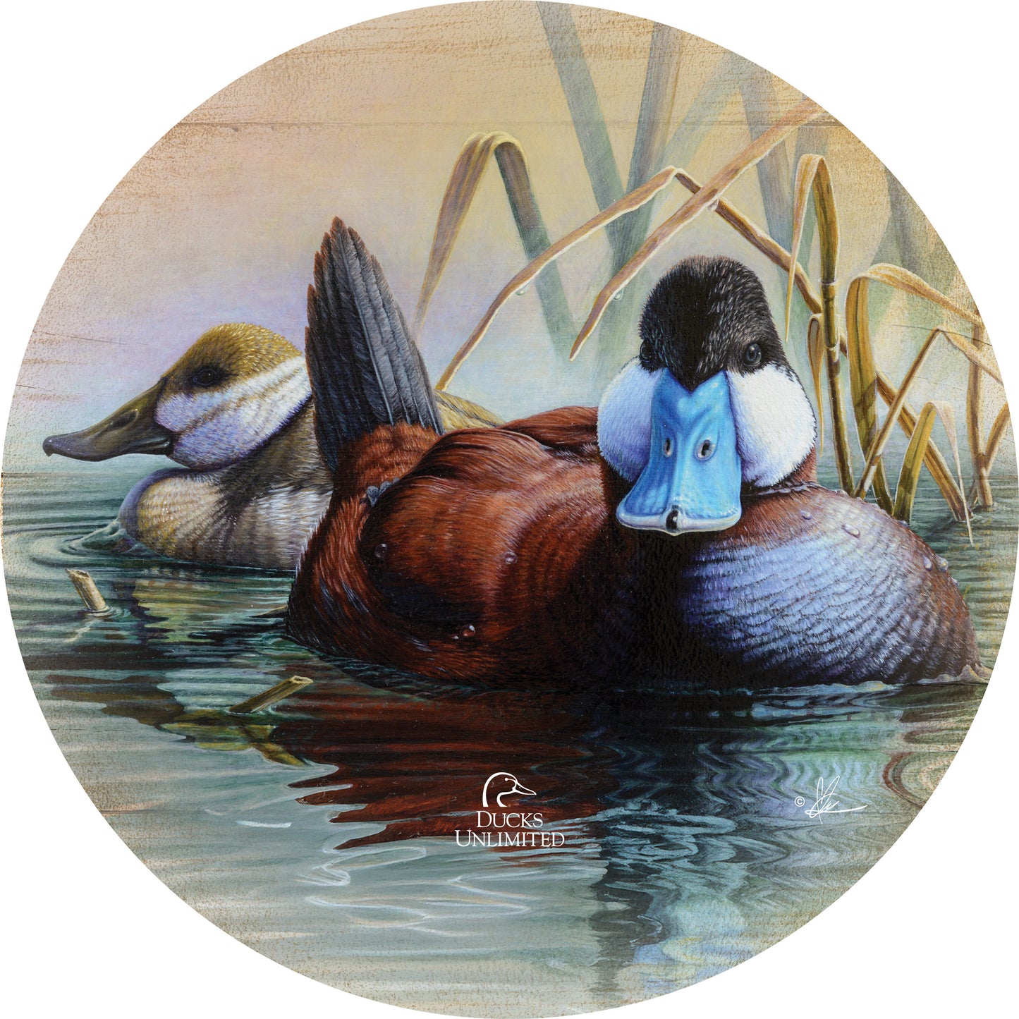 Day Spring 21" Round Wood Sign - Official Ducks Unlimited Art