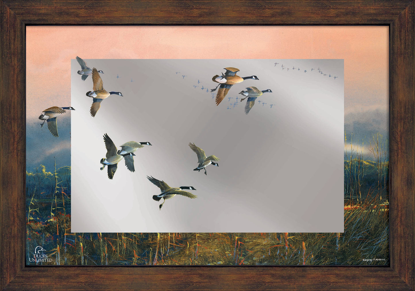 Days End 16" x 24" Mirror Framed Barnwood - Official Ducks Unlimited Art