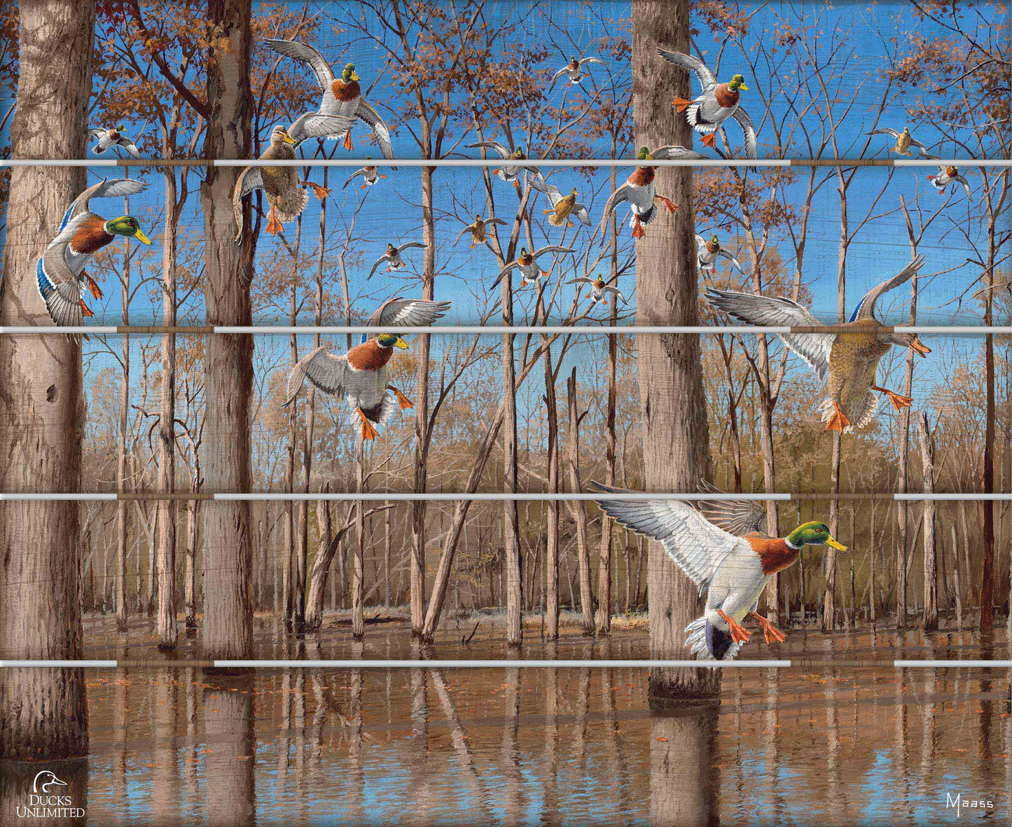 Down from the North - Mallards 18" x 22" Pallet Wall Art - Official Ducks Unlimited Art