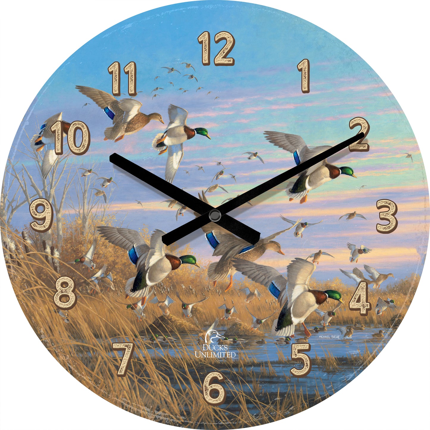 Dropping in Mallards 21" Round Clock - Official Ducks Unlimited Art
