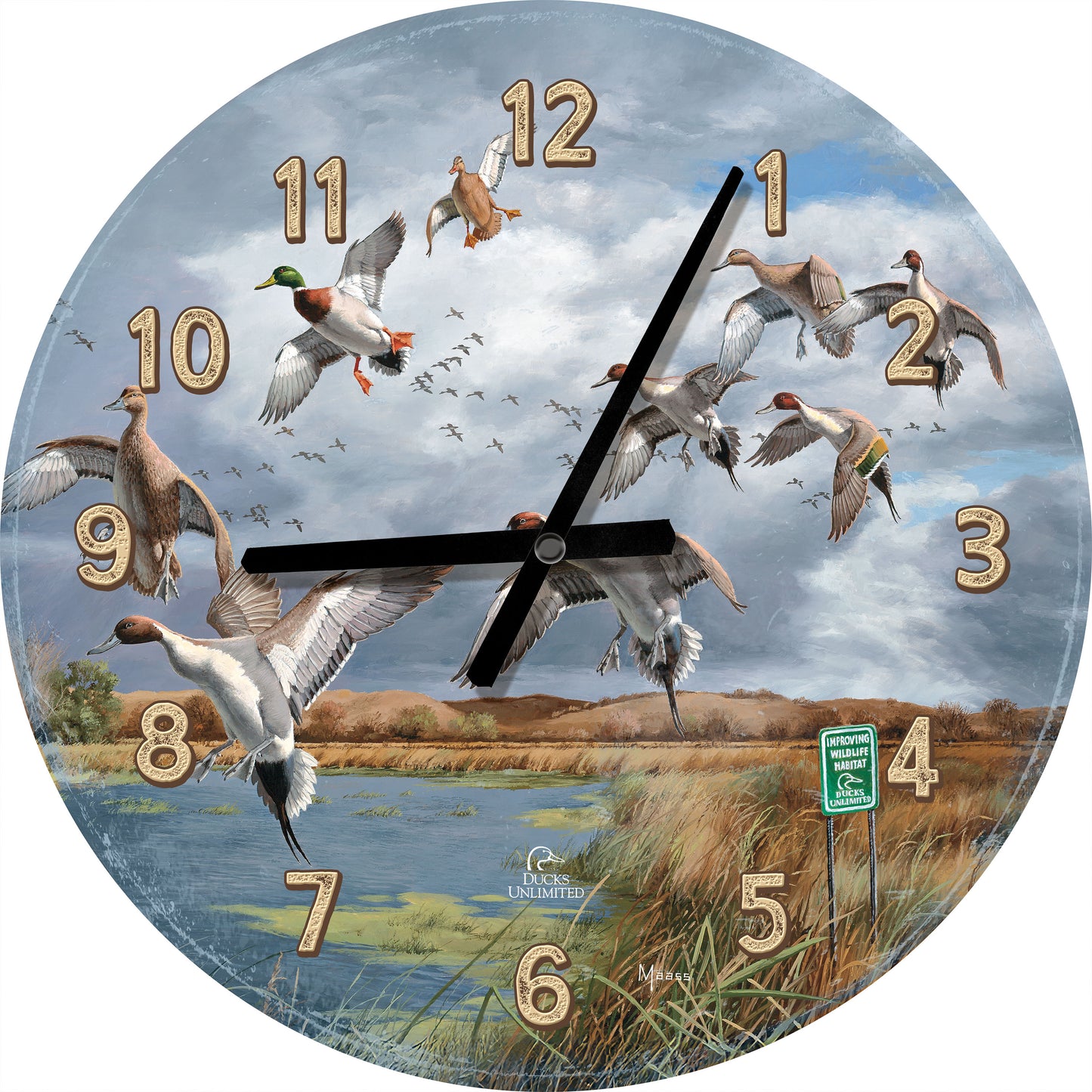 Fruits of Your Labor Pintails and Mallards 21" Round Clock - Official Ducks Unlimited Art