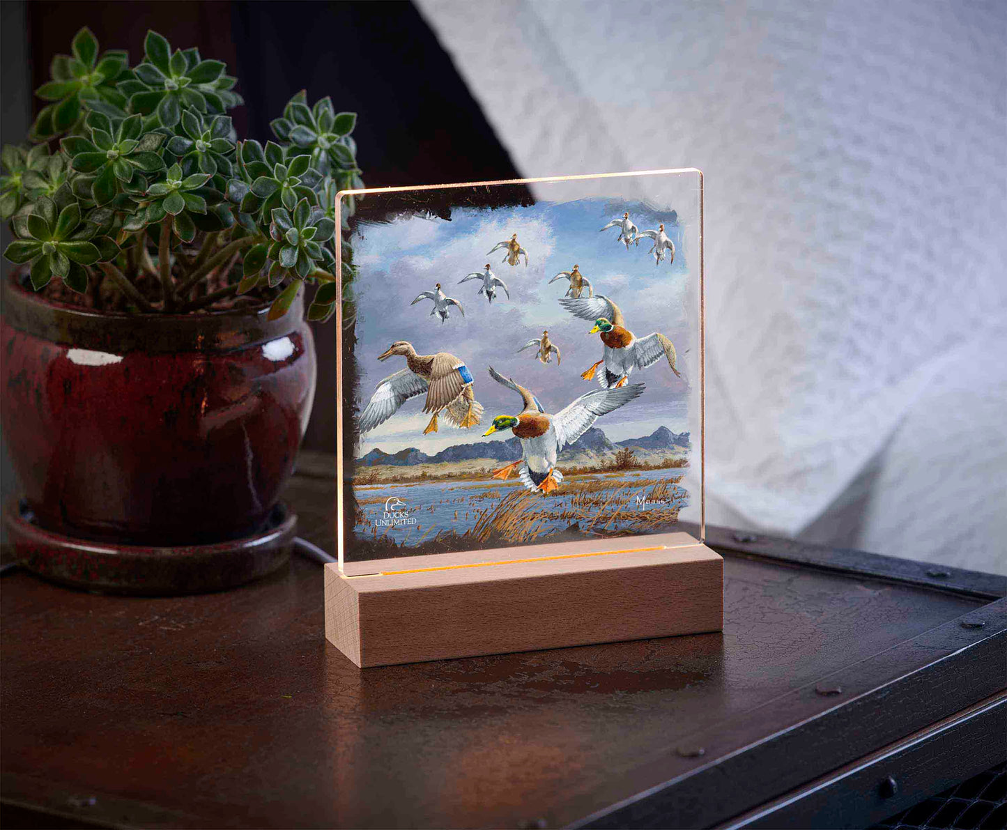 In Before the Squall - Mallards and Pintails at the Sutter Buttes 6.37" x 6" Acrylic Night Light - Official Ducks Unlimited Art