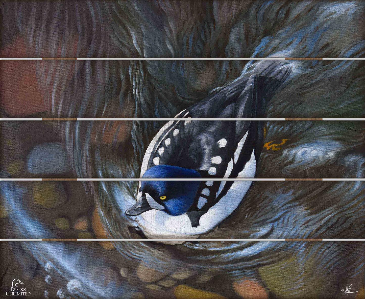 Lamar River Divers 18" x 22" Wood Pallet Art - Official Ducks Unlimited Art