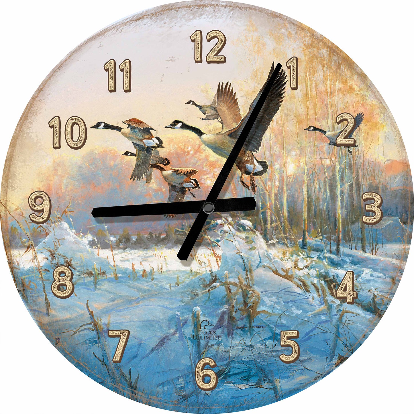 Late Departure Canada Geese 21" Round Clock - Official Ducks Unlimited Art