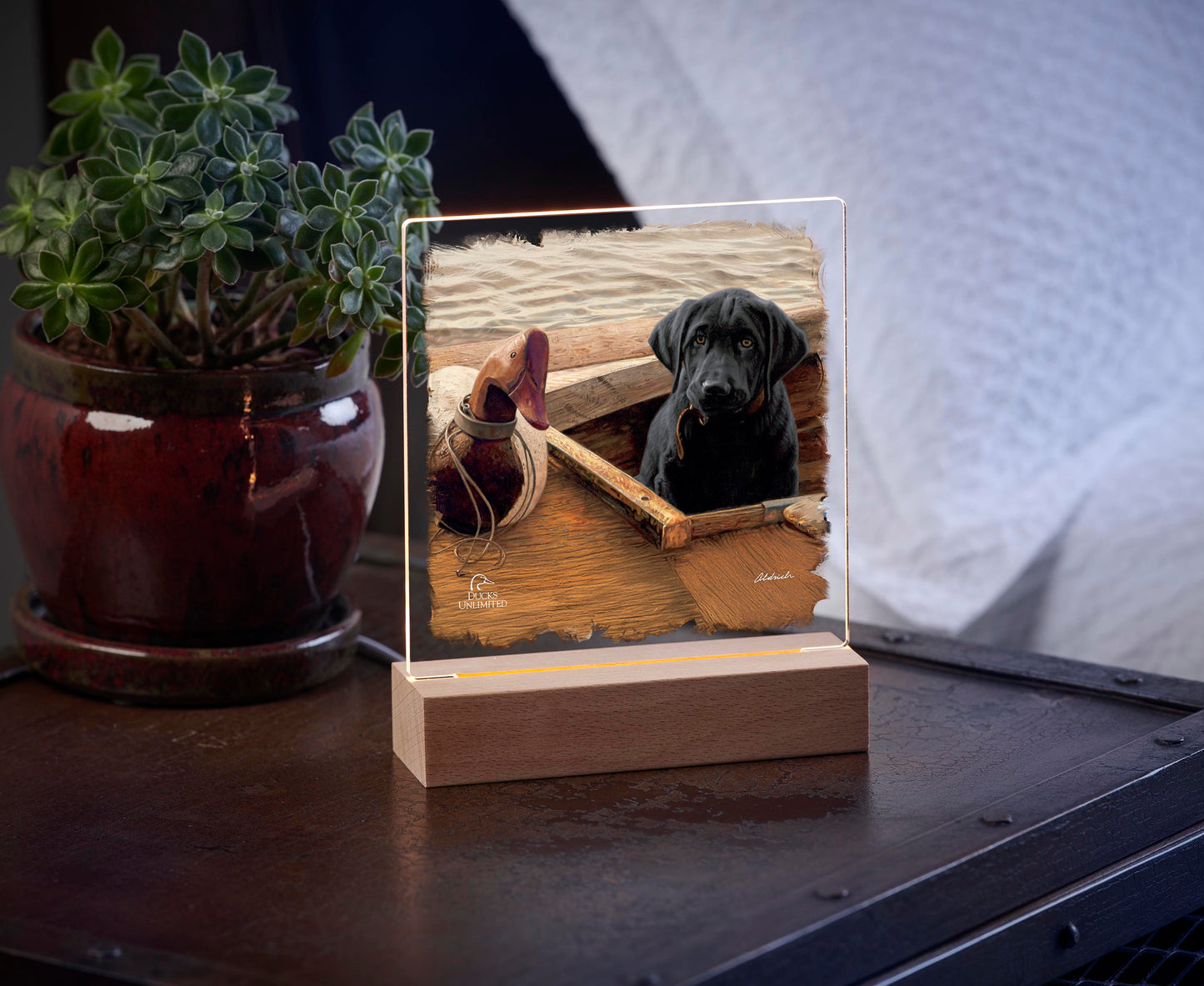 Old School Black Lab 6.37" x 6" Acrylic Nightlight - Official Ducks Unlimited Art