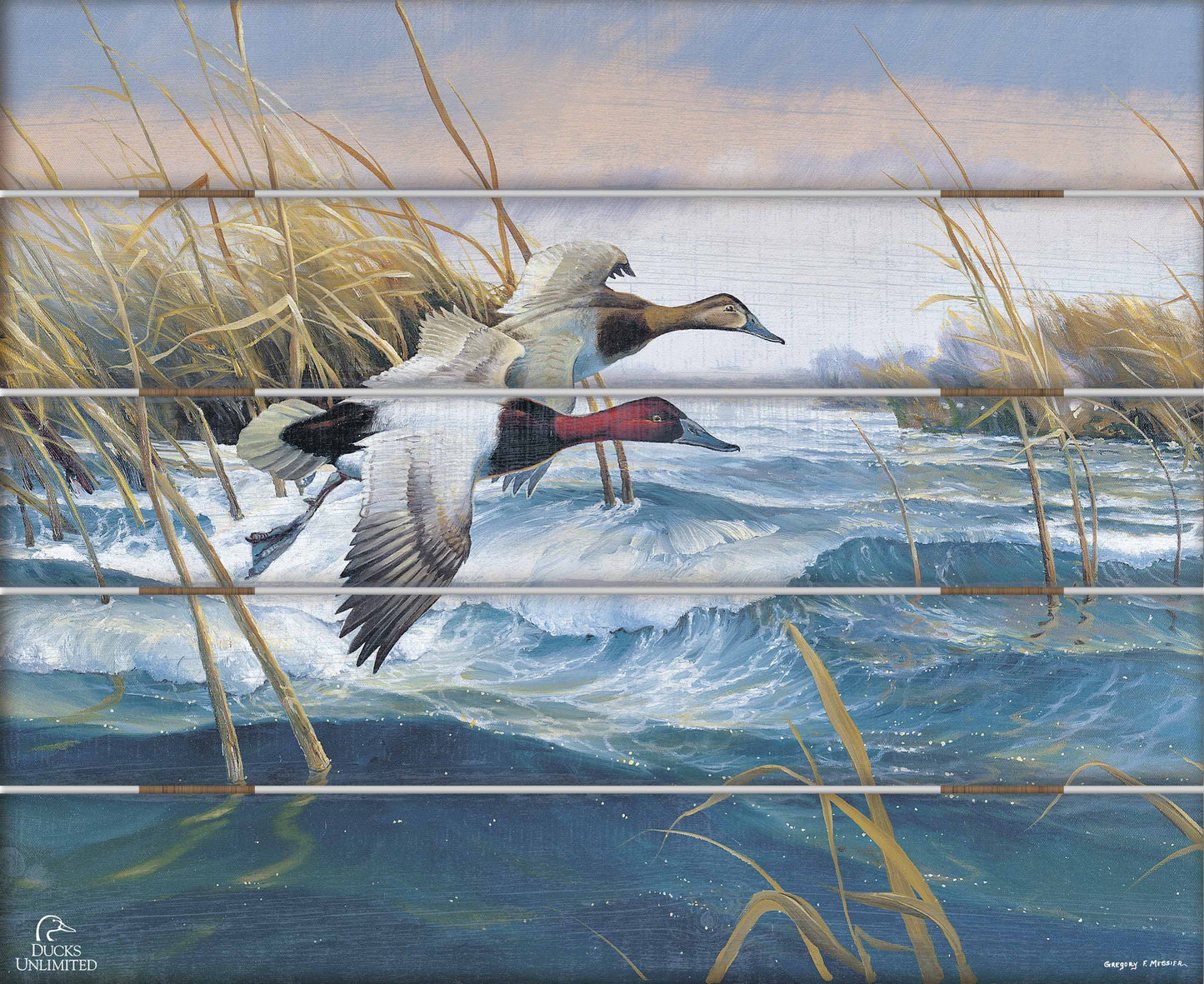 On the Deck Canvasbacks 18" x 22" Pallet Wall Art - Official Ducks Unlimited Art