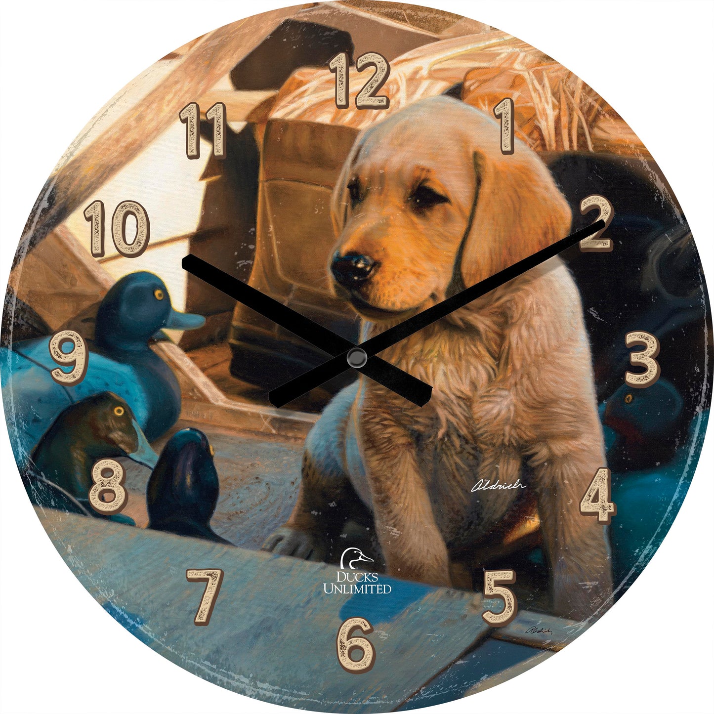 Out Numbered & Surrounded 21" Round Clock - Official Ducks Unlimited Art