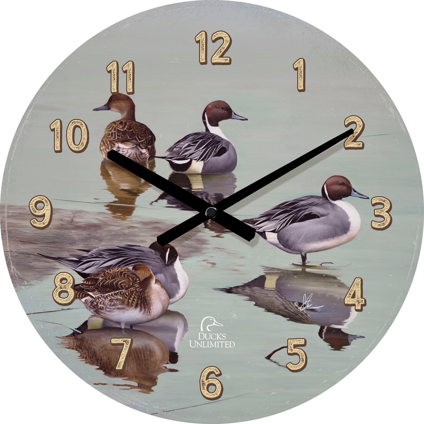 Overcast 21" Round Clock - Official Ducks Unlimited Art