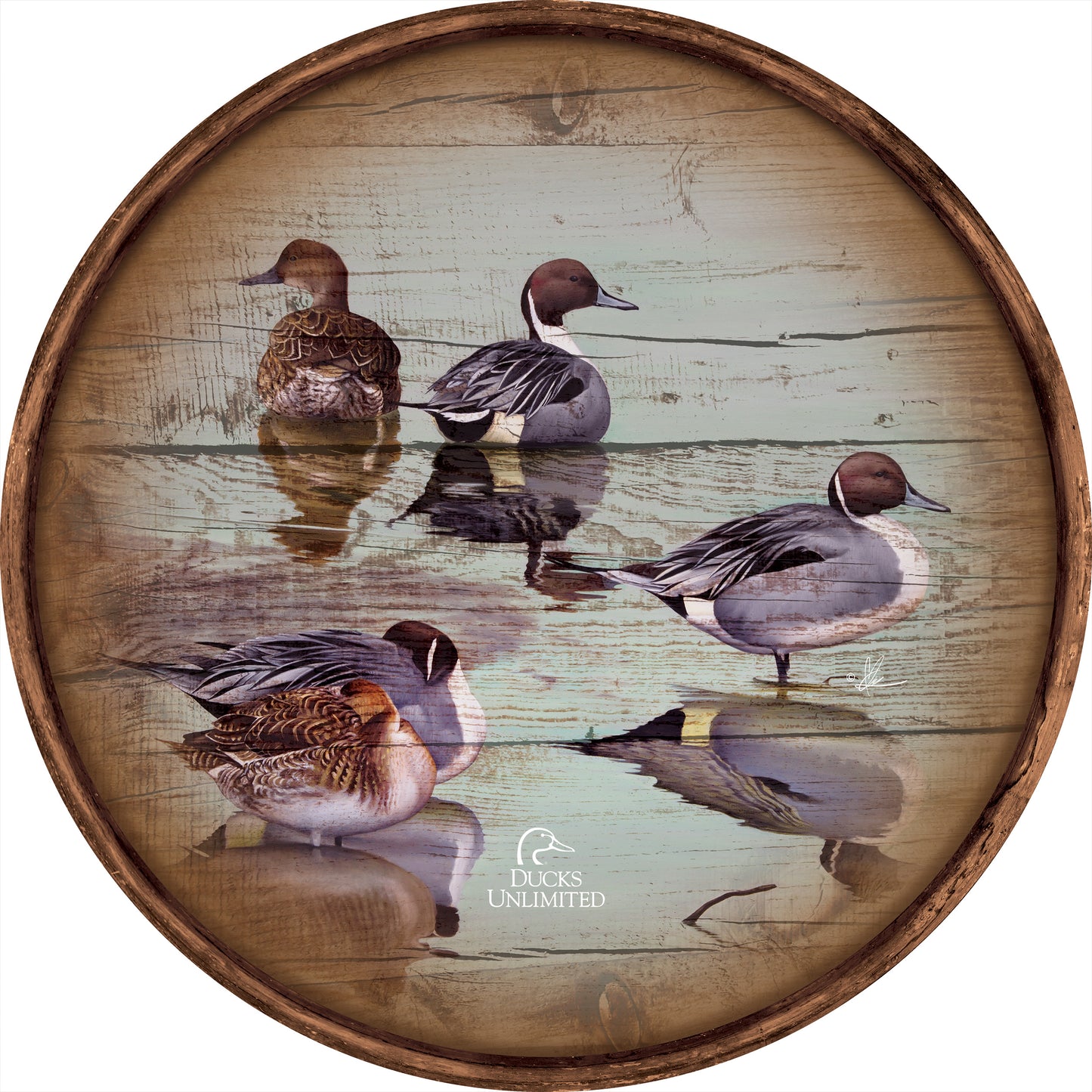 Overcast 21" Round Wood Sign - Official Ducks Unlimited Art