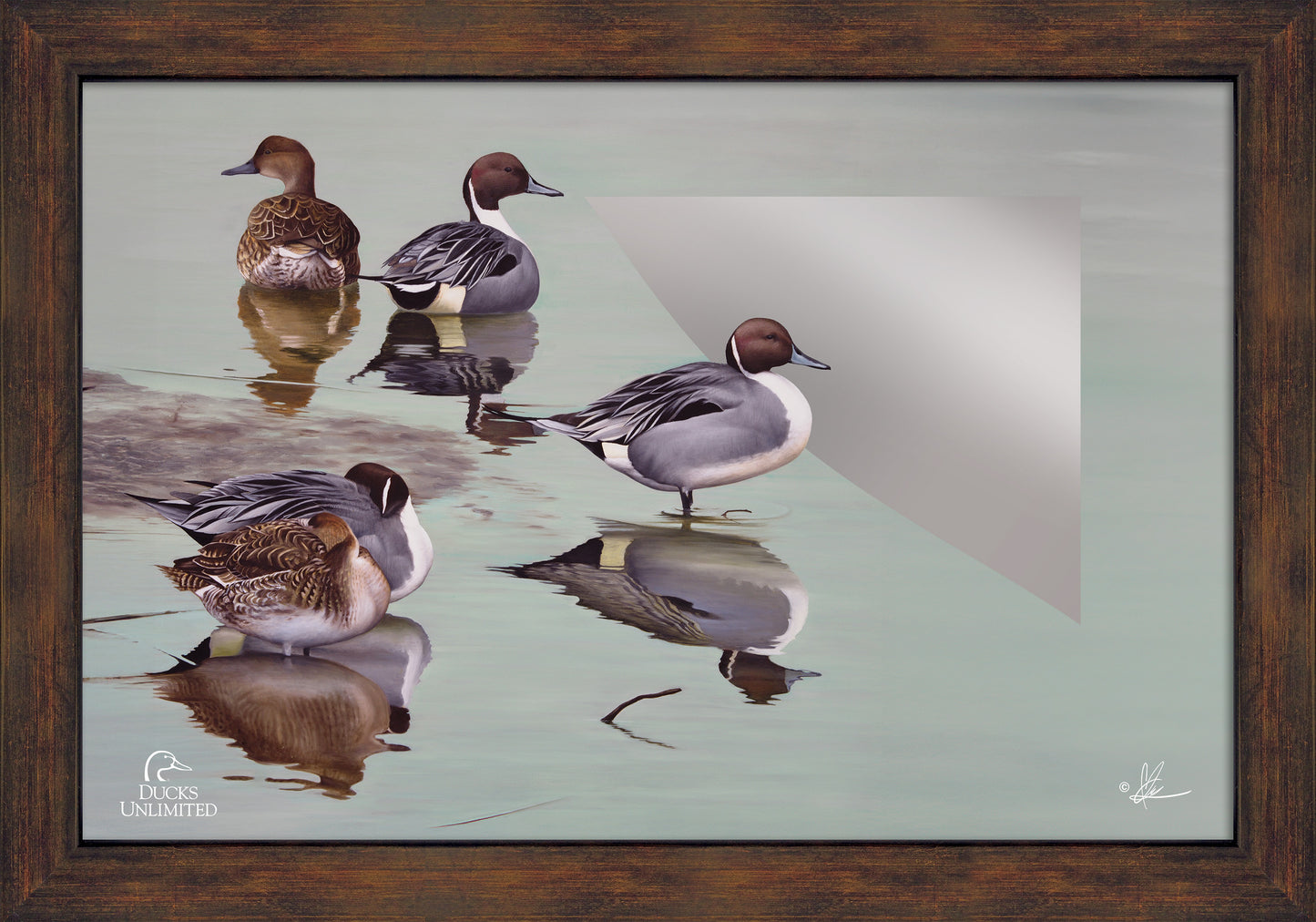 Overcast 16" x 24" Mirror Framed Barnwood - Official Ducks Unlimited Art
