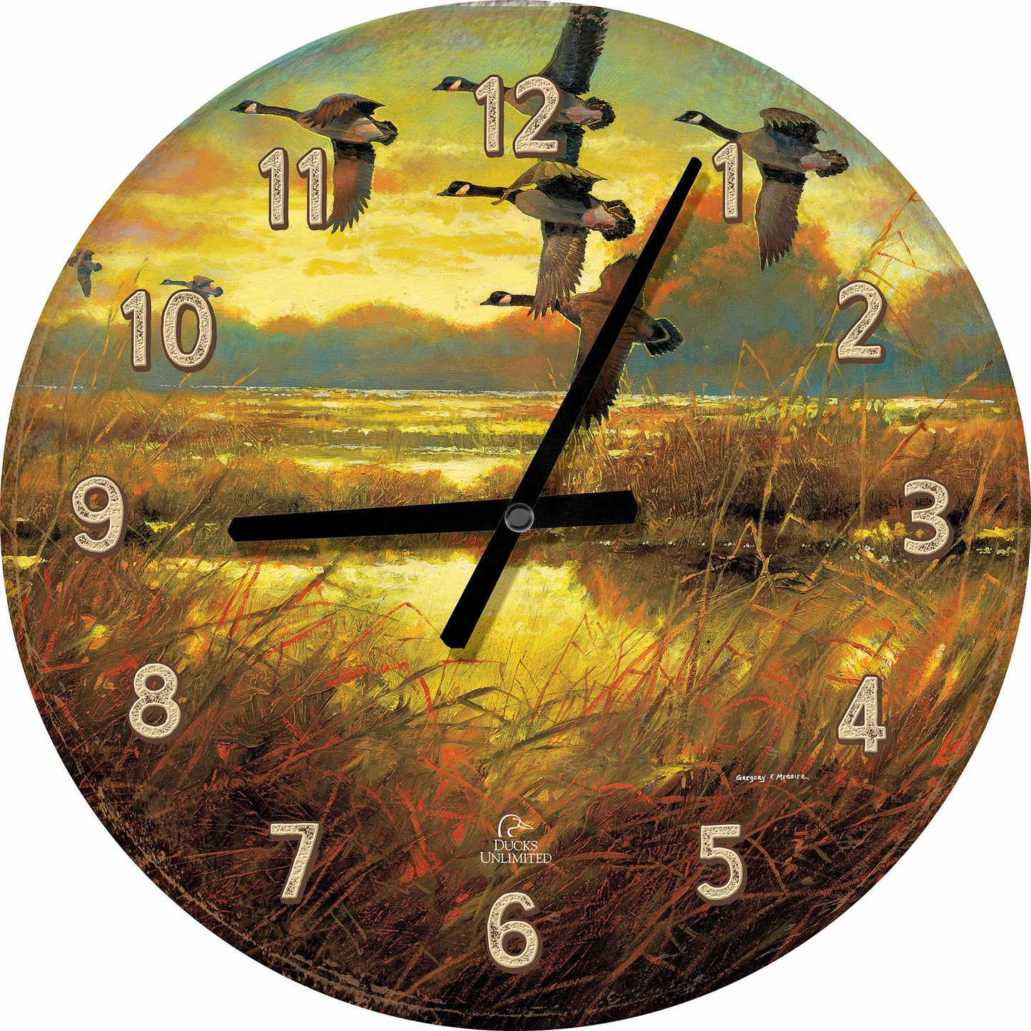Perfect Ending Canada Geese 21" Round Clock - Official Ducks Unlimited Art