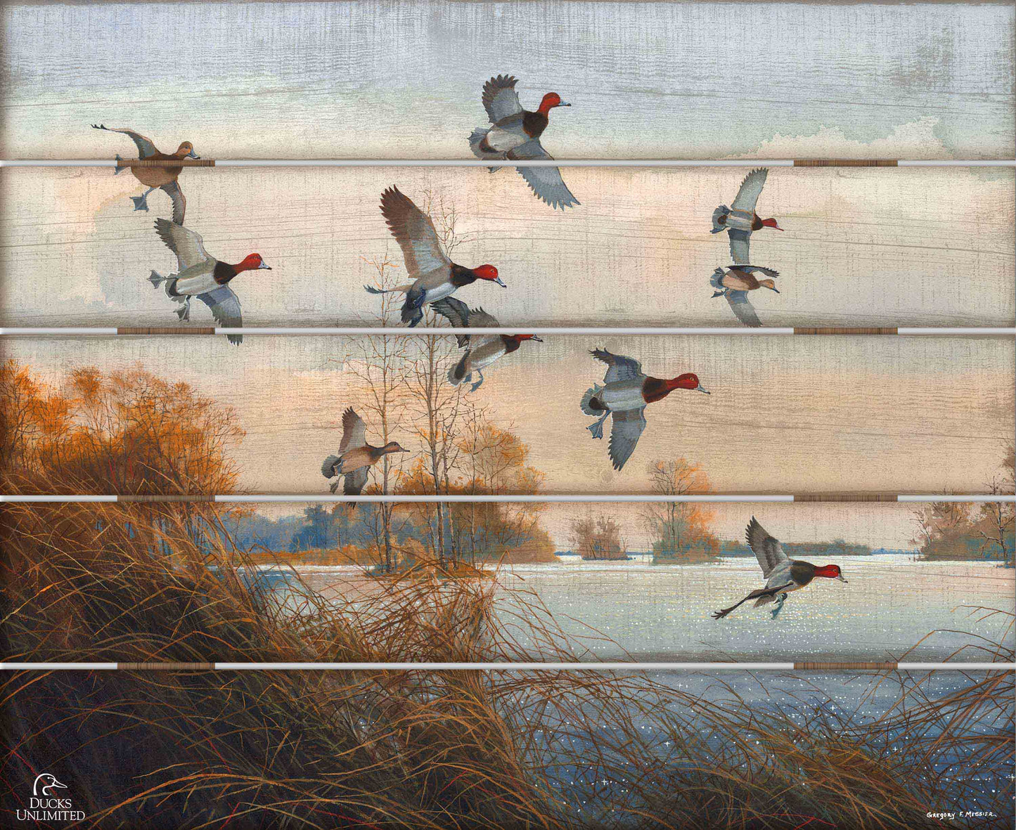 Redheads Redoubt 18" x 22" Pallet Wall Art - Official Ducks Unlimited