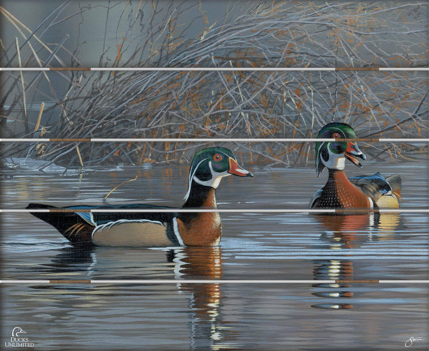 Springtime Chatter Wood Ducks 18" x 22" Pallet Wall Art - Official Ducks Unlimited Art
