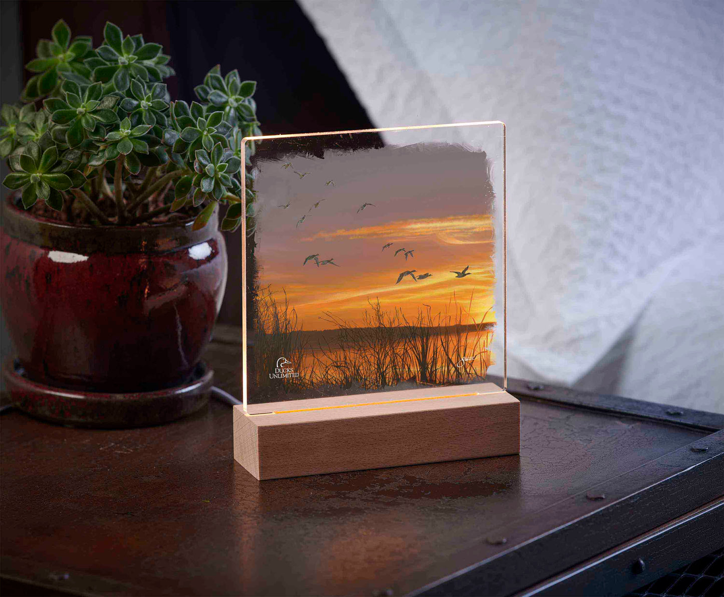 Sunset's Last Minutes 6.37" x 6" Acrylic Nightlights - Official Ducks Unlimited Art