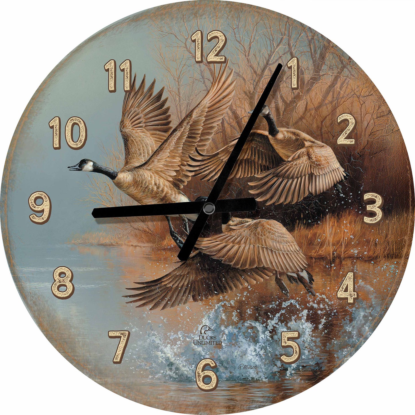 Taking Flight Canada Geese 21" Round Clock - Official Ducks Unlimited Art