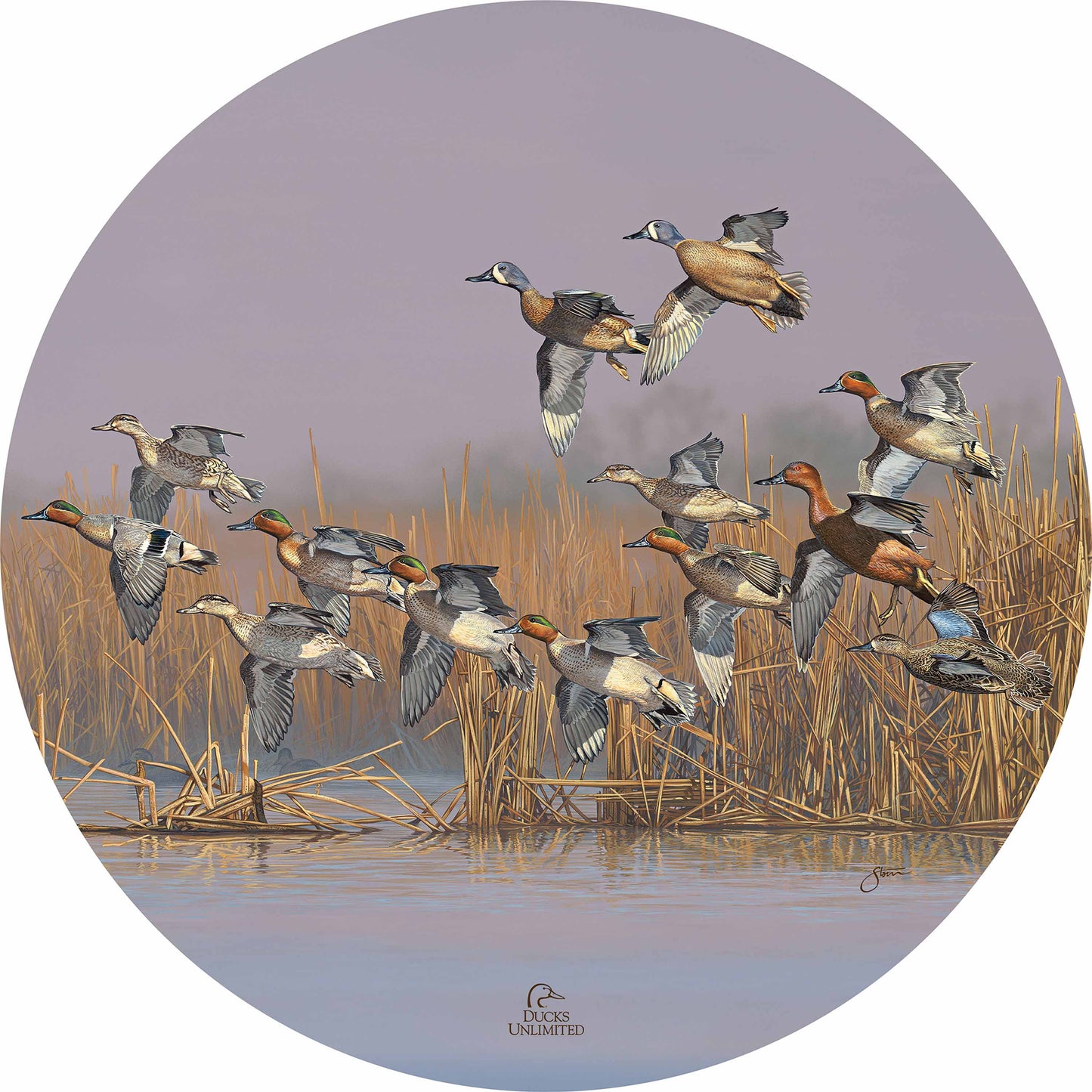 Teal Time 21" Round Wood Sign - Official Ducks Unlimited Art