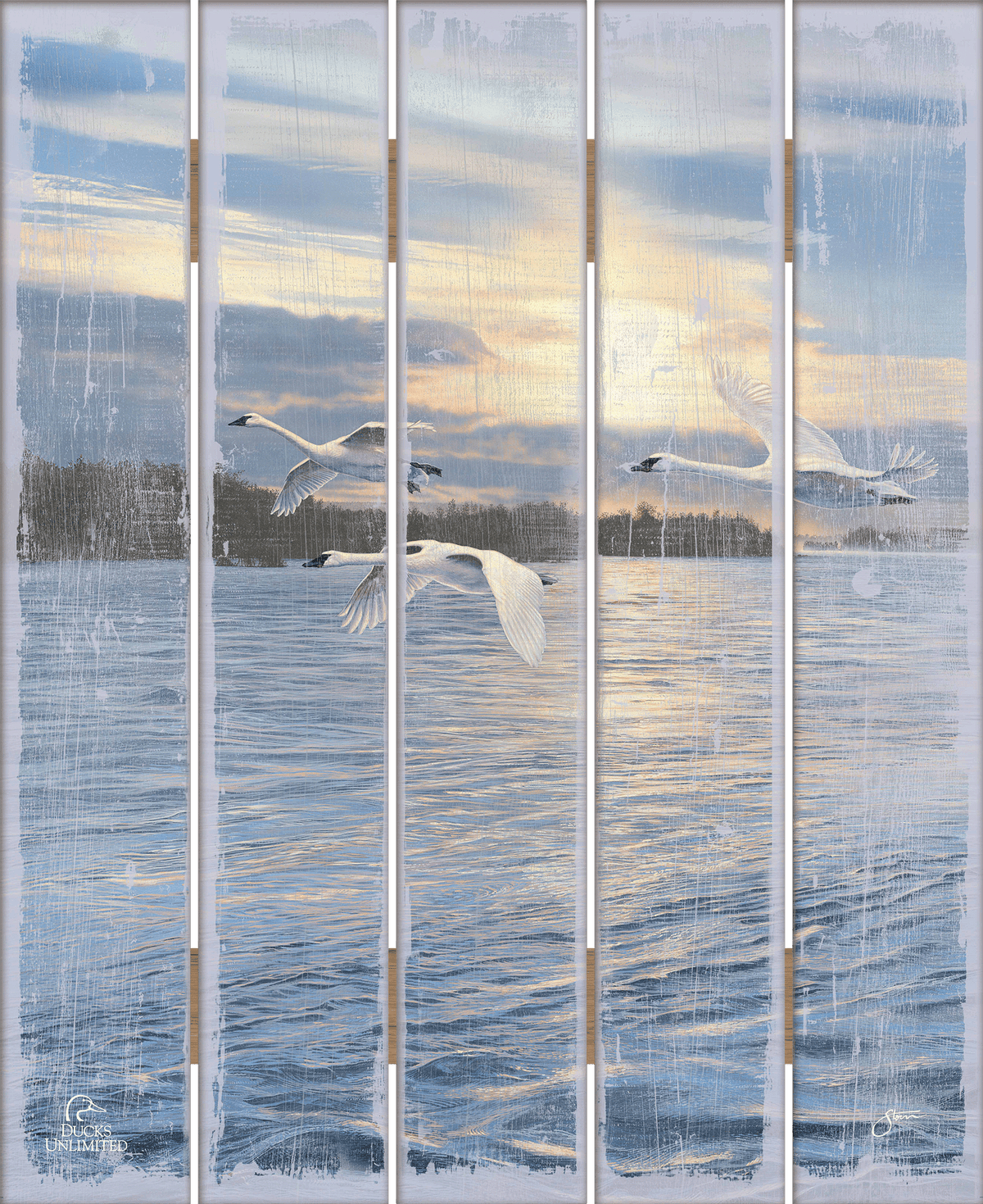Trumpts at Sunset - 18" x 22" Pallet Wall Art - Official Ducks Unlimited Art
