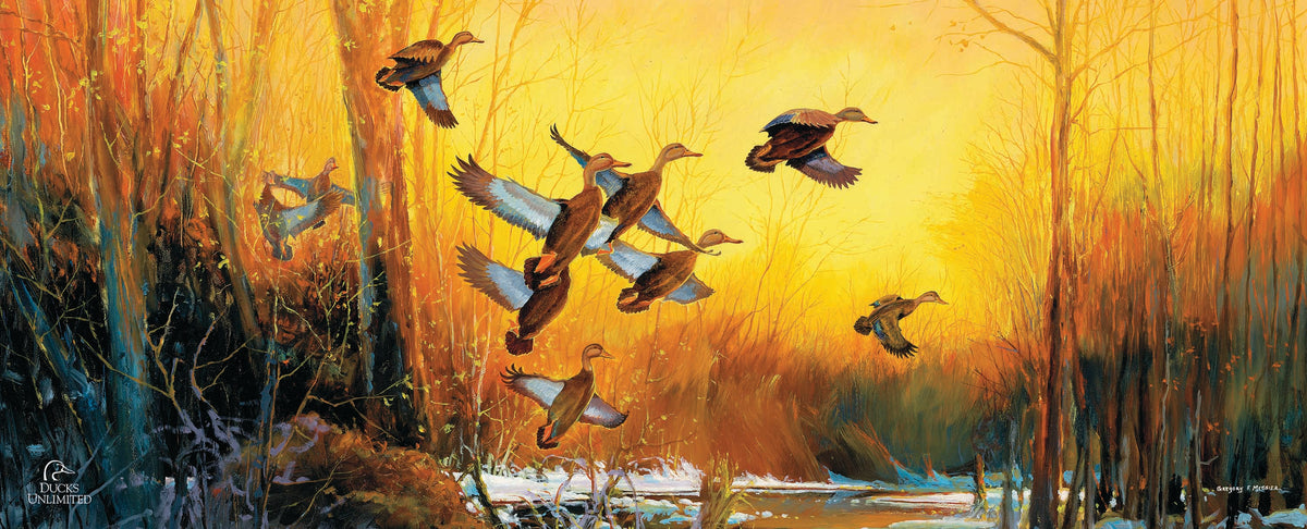 Winter Blacks - 12" x 30" Wood Sign - Official Ducks Unlimited Art