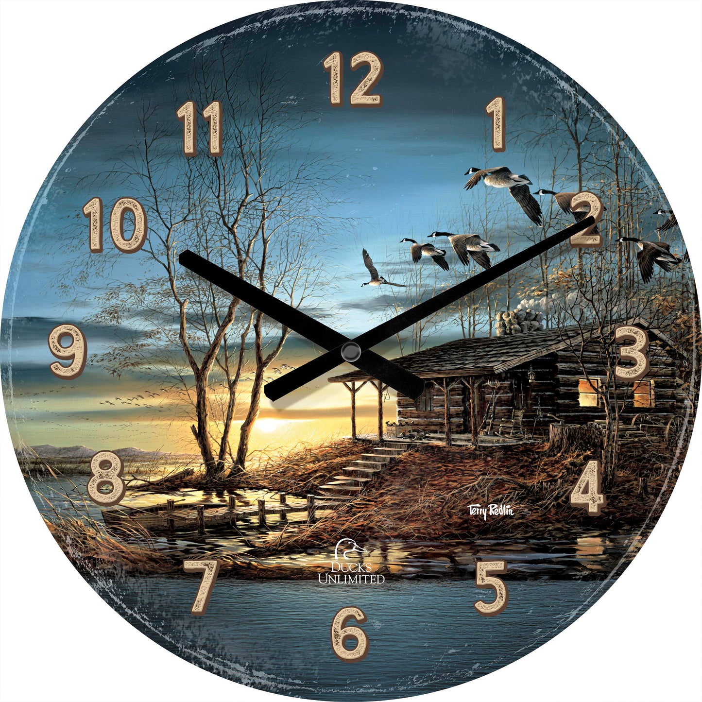Evening Retreat 21" Round Clock - Official Ducks Unlimited Art