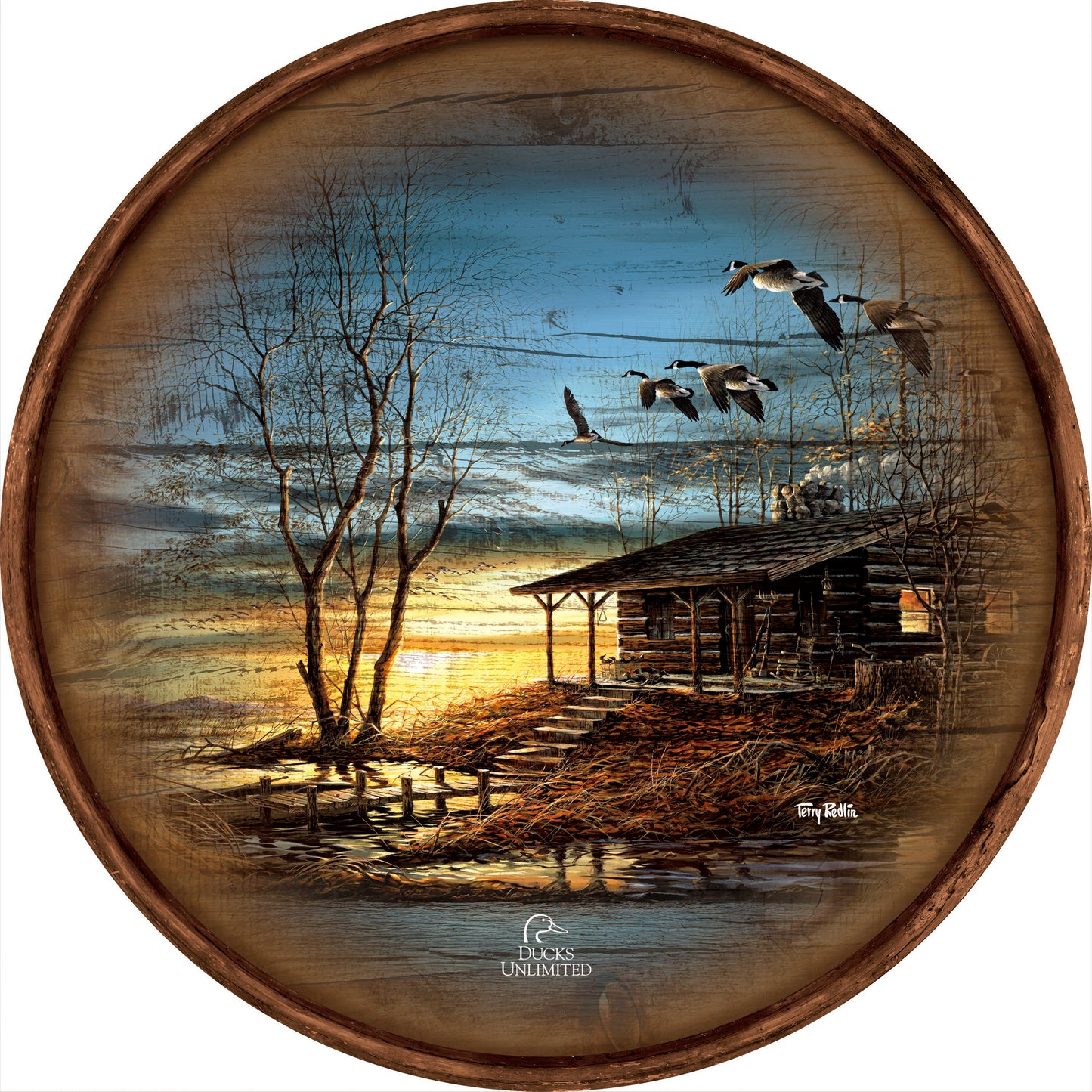 Evening Retreat 21" Round Wood Sign - Official Ducks Unlimited Art