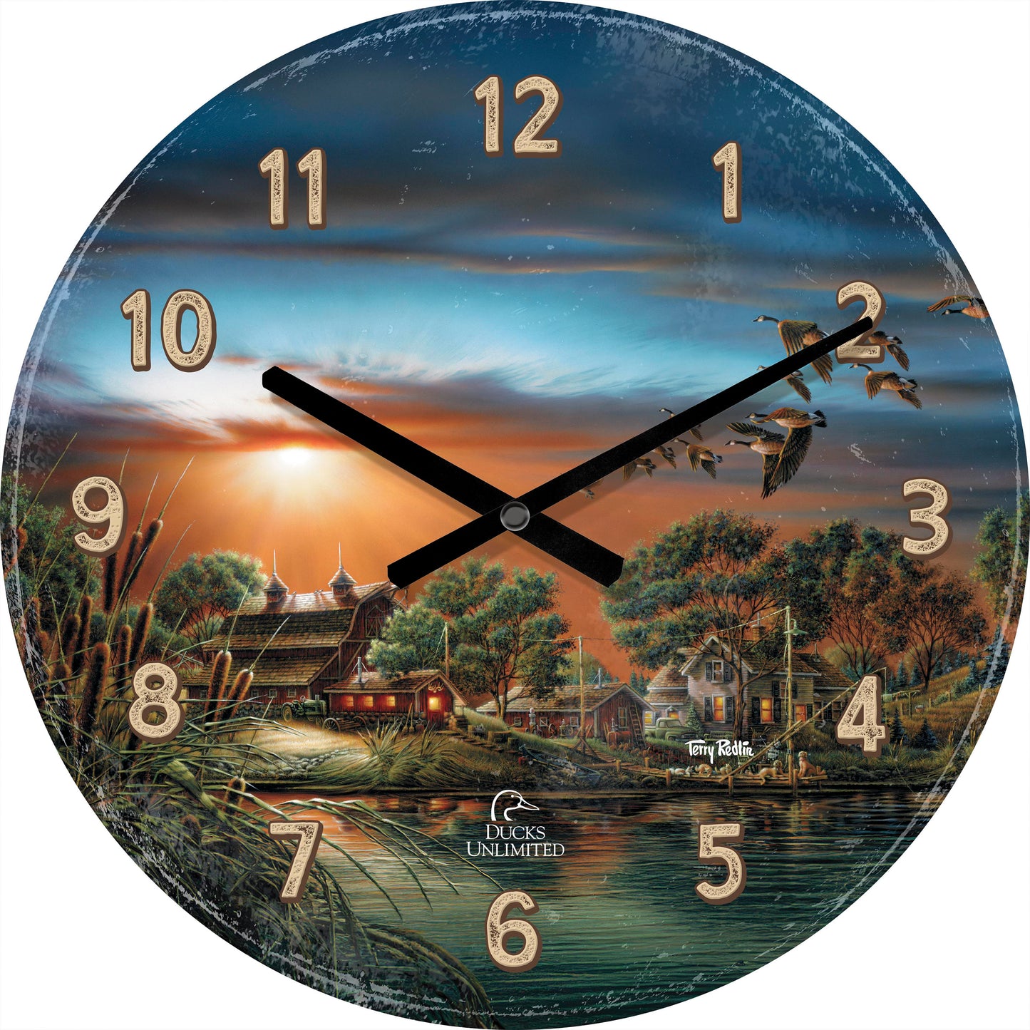 Lazy Afternoon 21" Round Clock - Official Ducks Unlimited Art