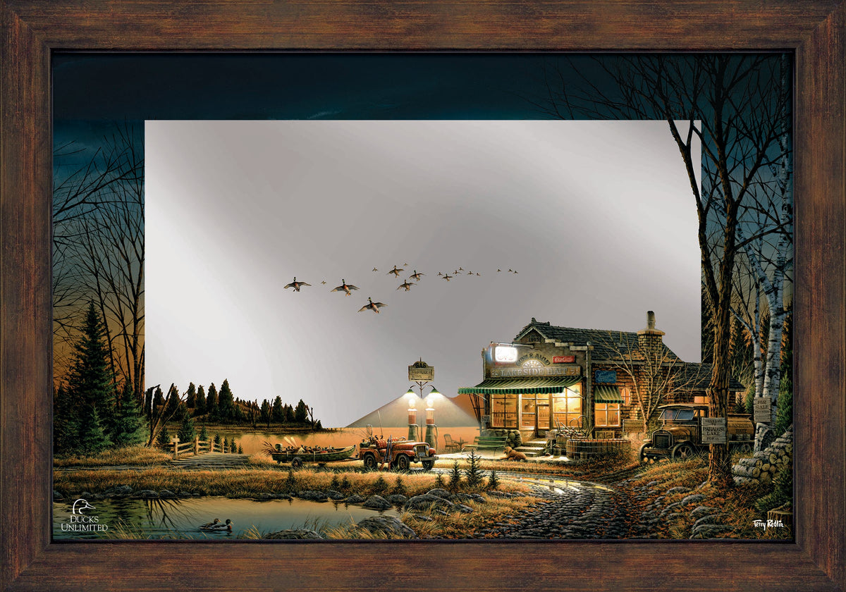 Welcome to Paradise - 13" x 23" Mirror Framed Barnwood - Official Ducks Unlimited Art