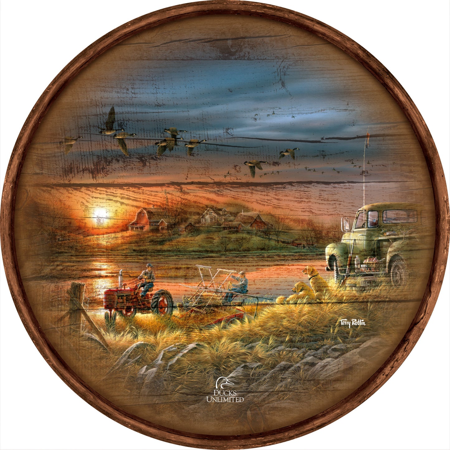 Patiently Waiting 21" Round Wood Sign - Official Ducks Unlimited Art