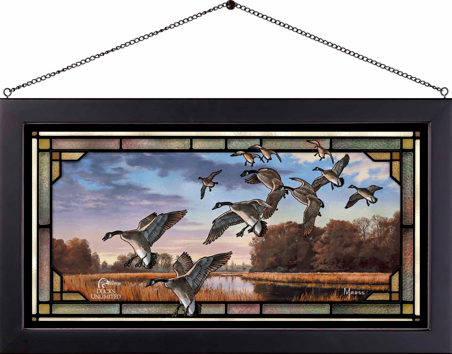 Daybreak Descent Canada Geese Stained Glass Art - Official Ducks Unlimited Art