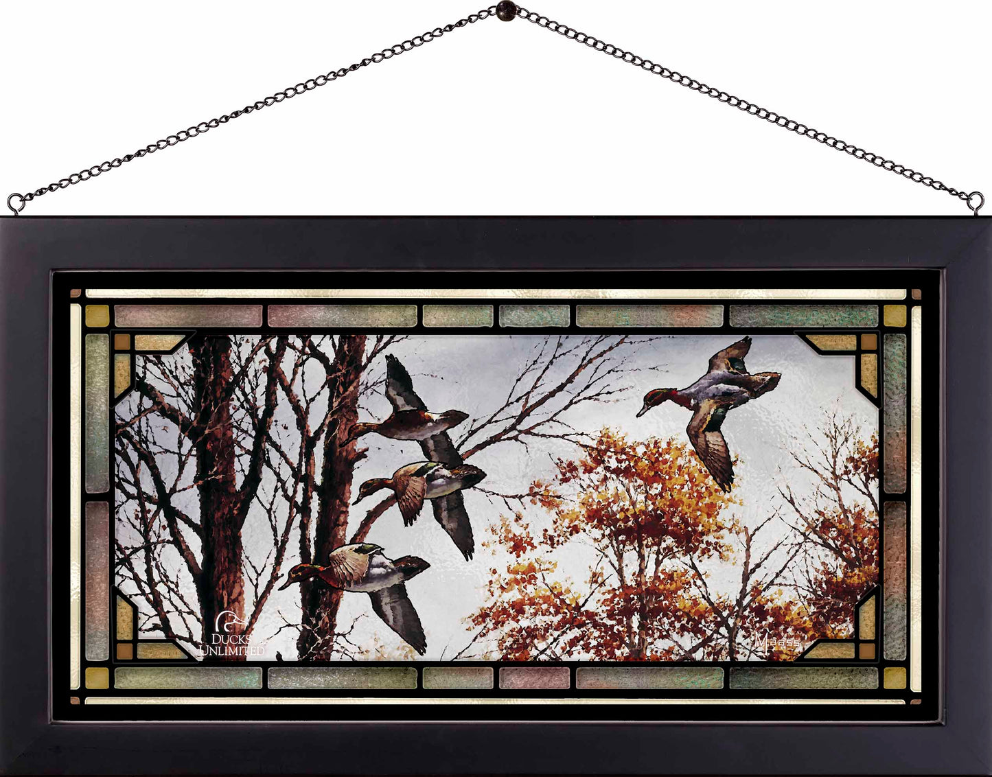 Misty Morning Green winged Teal Stained Glass Art - Official Ducks Unlimited Art