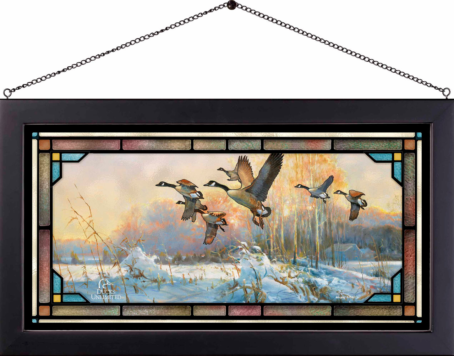 Late Departure Canada Geese Stained Glass Art - Official Ducks Unlimited Art