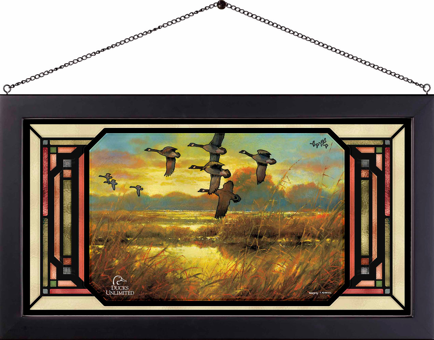 Perfect Ending Canada Geese Stained Glass Art - Official Ducks Unlimited Art
