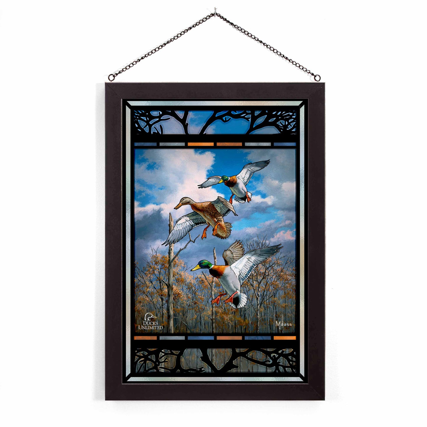 Descending Trio Mallards Stained Glass Art - Official Ducks Unlimited Art