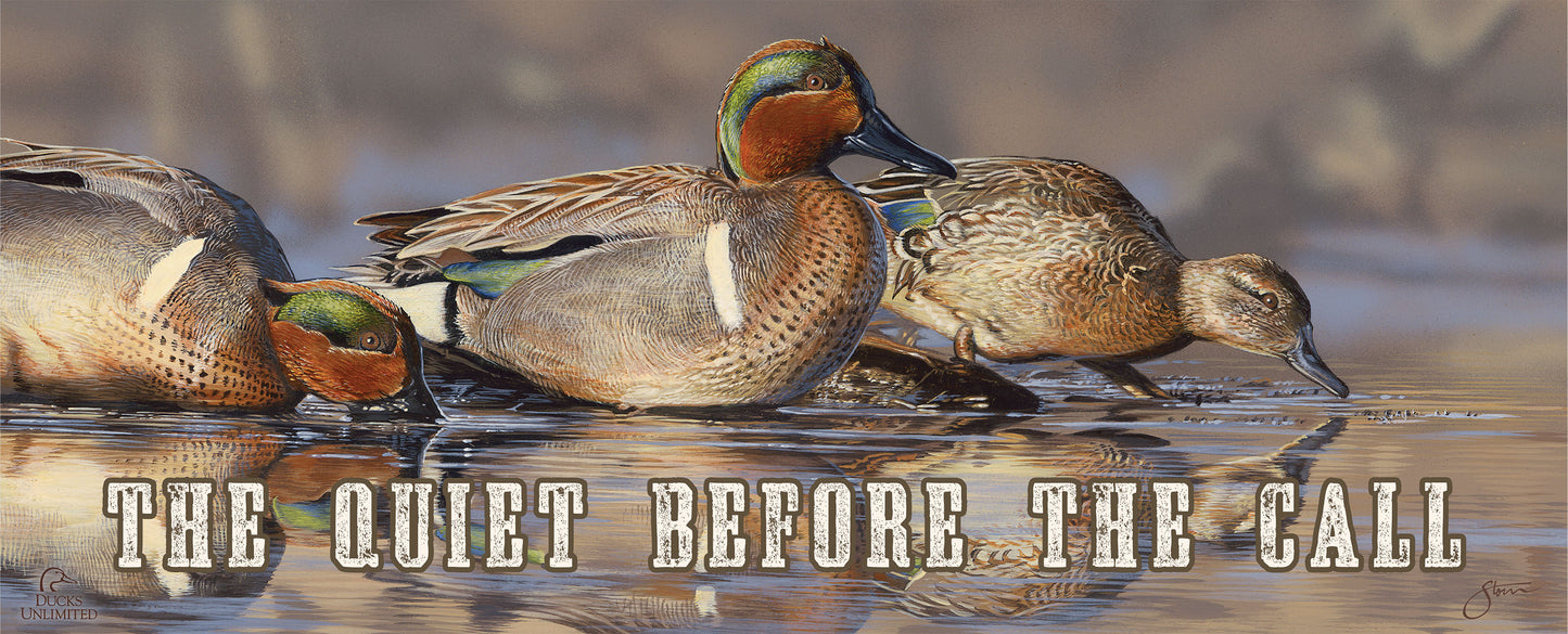 Dabbling Greens "The quiet before the call." 12" x 30" Wood Sign - Official Ducks Unlimited Art