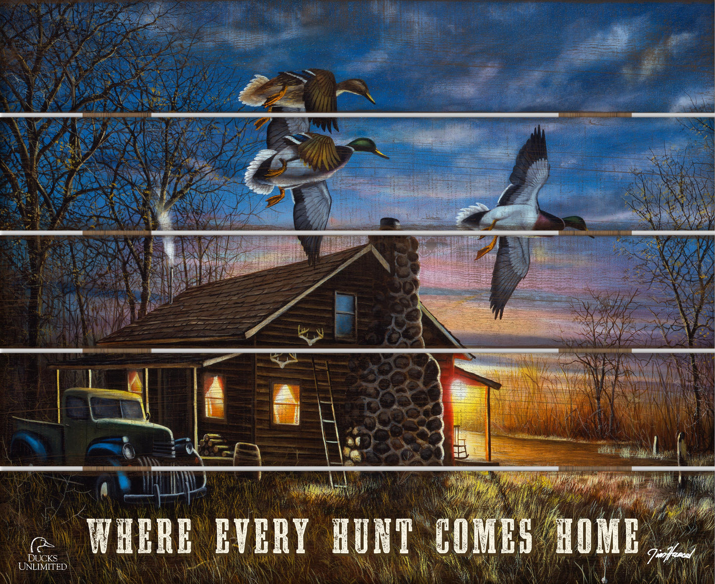 My Favorite Place "Where Every Hunt Comes Home." 18" x 22" Pallet Wall Art - Official Ducks Unlimited Art