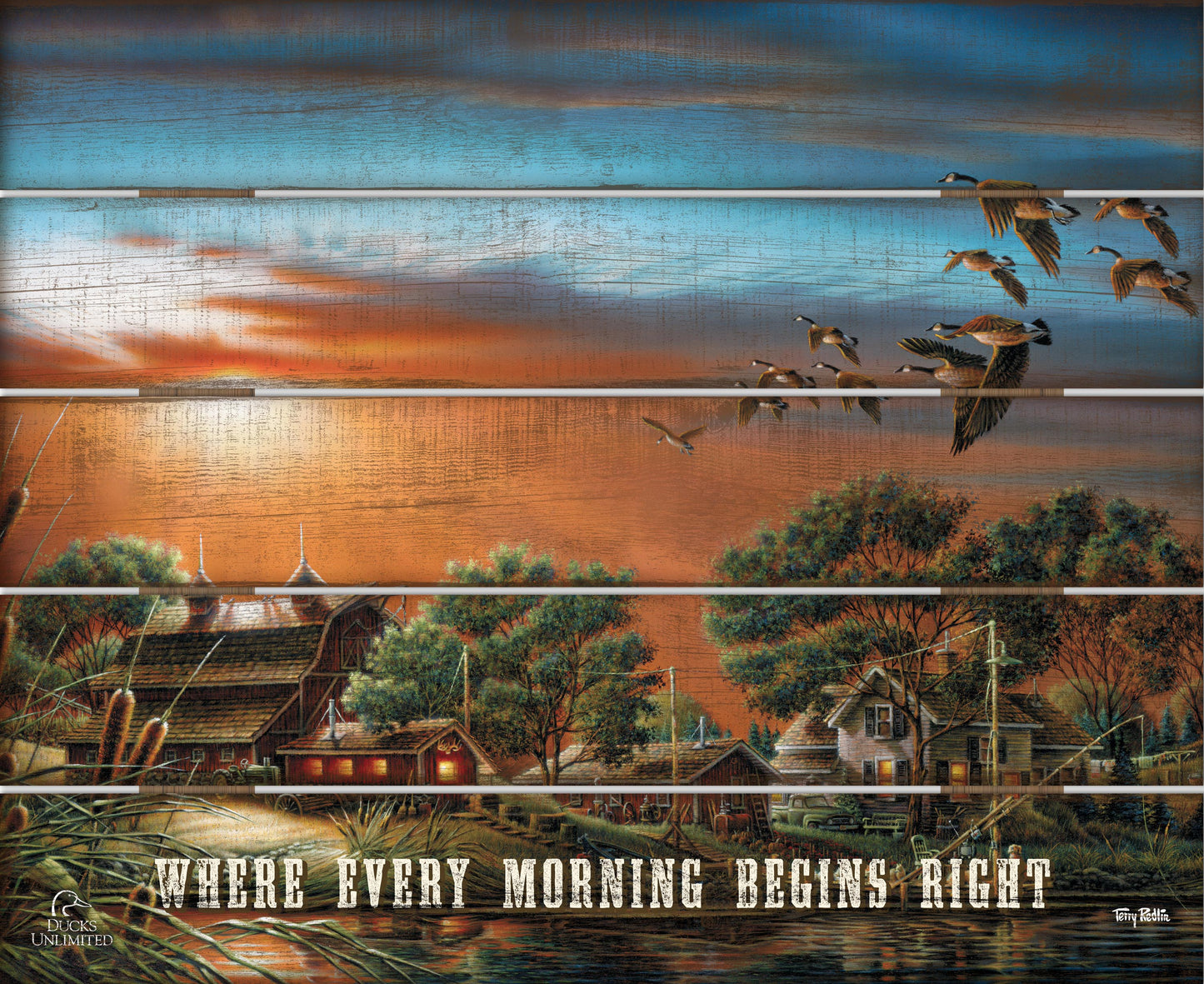 Lazy Afternoon "Where Every Morning Begins Right." 18" x 22" Pallet Wall Art - Official Ducks Unlimited Art