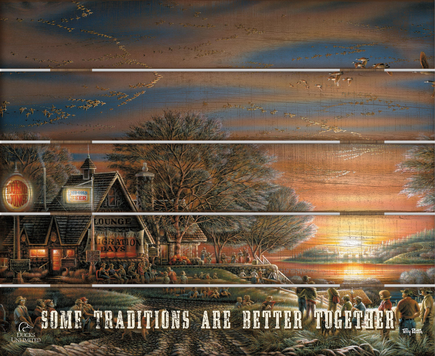 Migration Days "Some Traditions Are Better Together." 18" x 22" Pallet Wall Art - Official Ducks Unlimited Art
