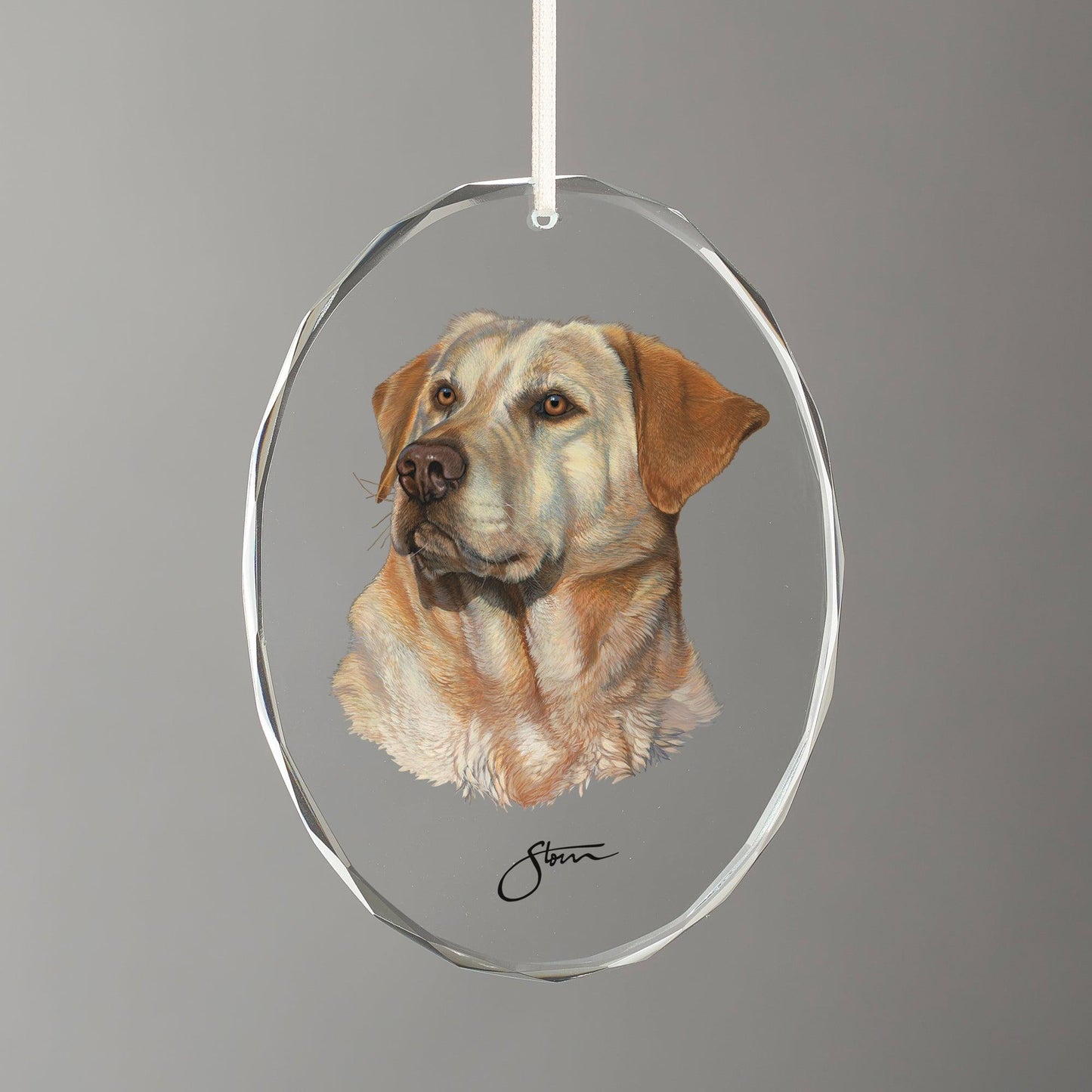 Loyal Companion - Yellow Lab - Oval Glass Ornament