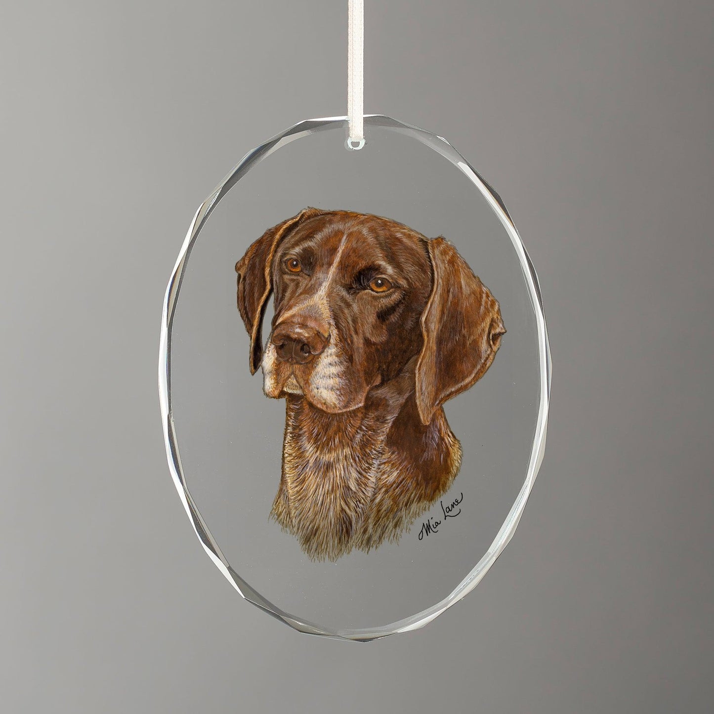 Glass ornament with a dog paint