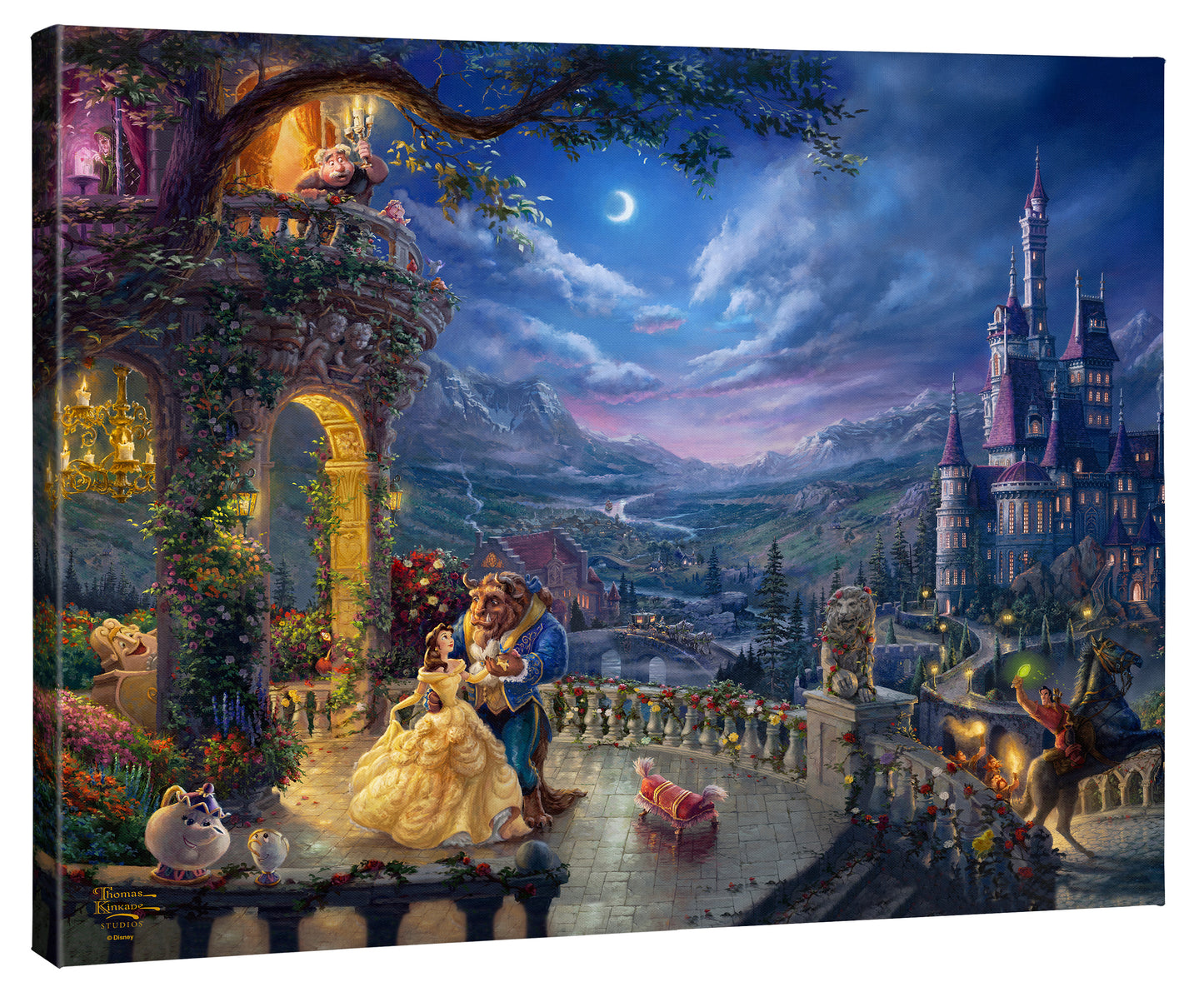 Disney Beauty and the Beast Dancing in the Moonlight - 24" x 30" Gallery Wrapped Canvas