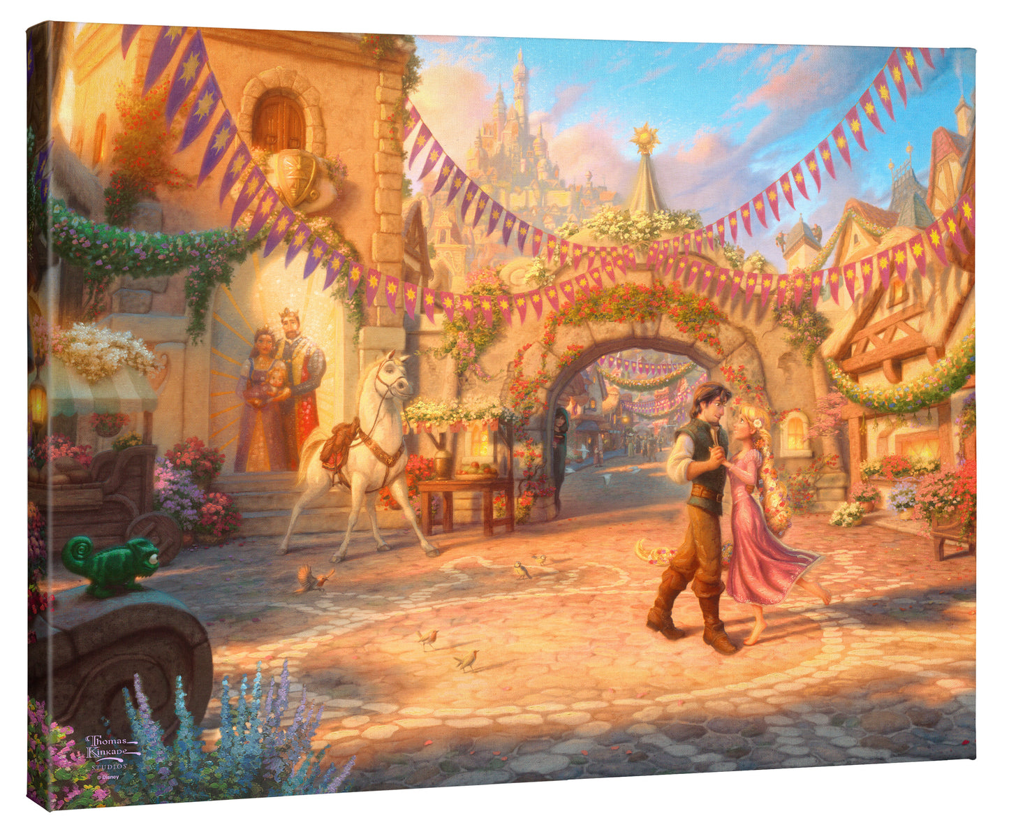 Disney Rapunzel Dancing in the Sunlit Courtyard - 24" x 30" Gallery Wrapped Canvas