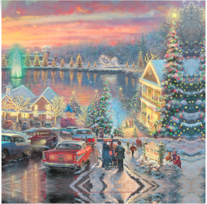 The Lights of Christmastown (Set of 2) - 14" x 14" Gallery Wrapped Canvas