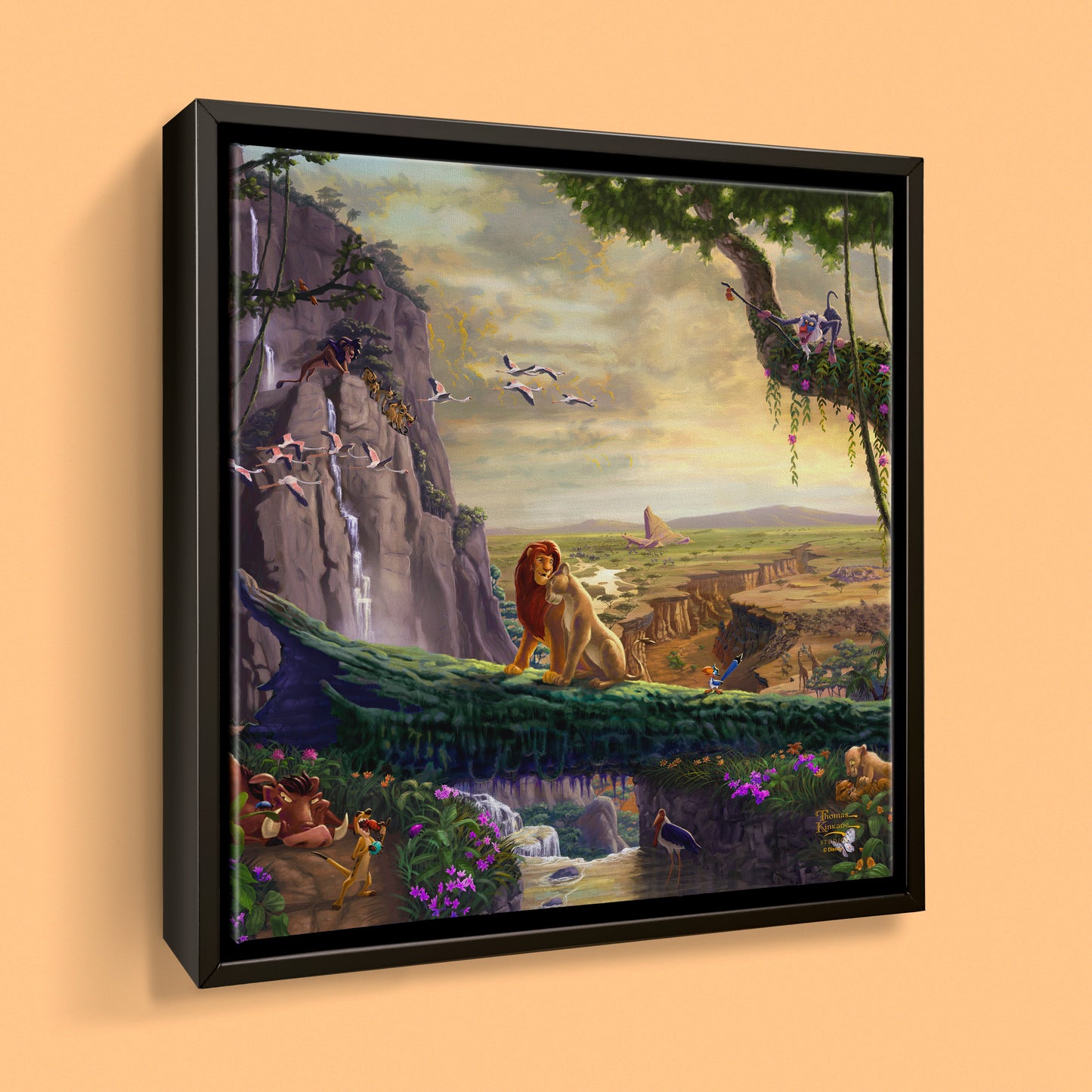 Disney The Lion King - Return to Pride Rock - 14" x 14" Gallery Wrapped Canvas (Onyx Black Frame)