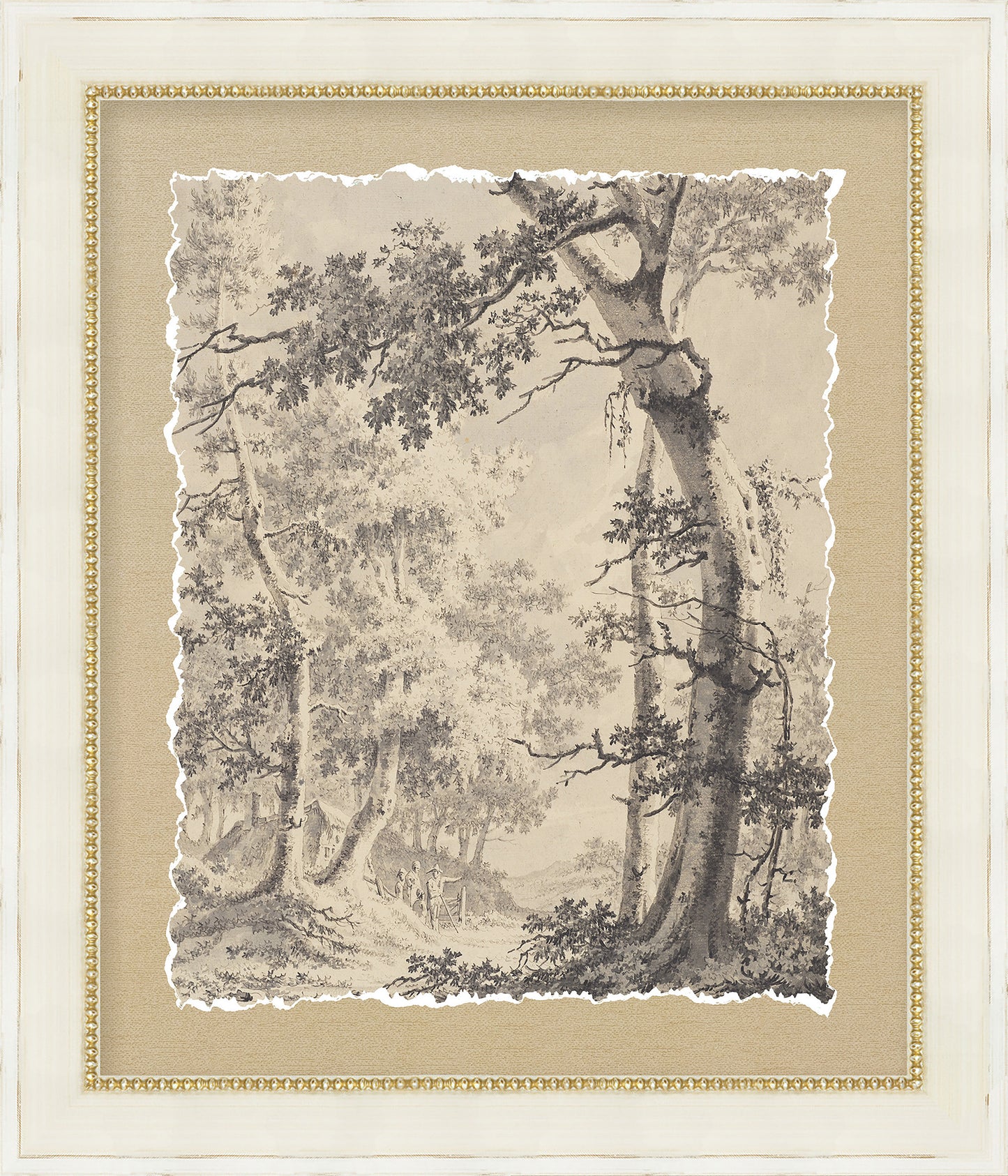 Martha Stewart Skylands | New England Landscape Study I | Framed Vintage Forest Etching | Historic Estate Wall Art