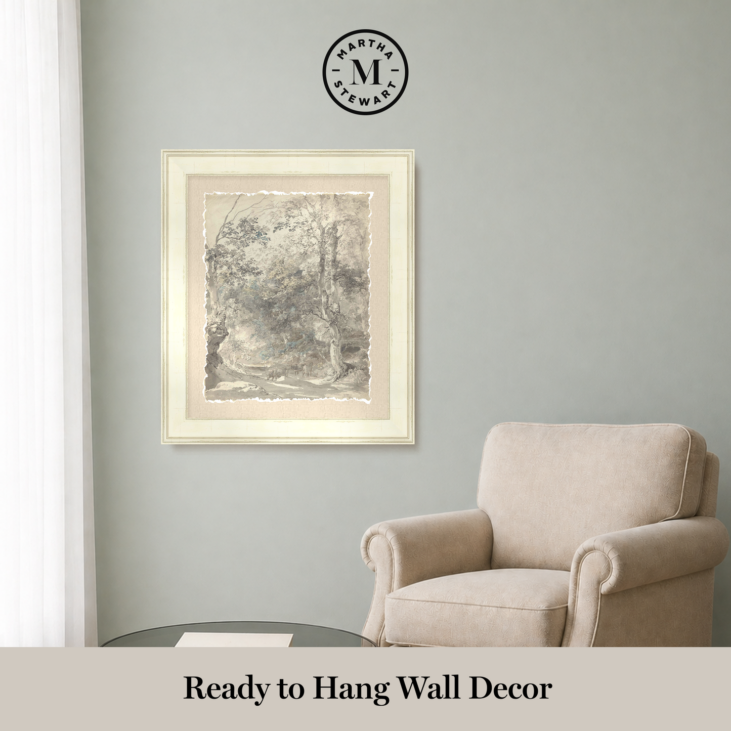 Martha Stewart Skylands | New England Landscape Study II | Framed Vintage Forest Etching | Historic Estate Wall Art